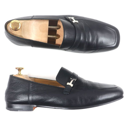 Hermes 2023 231992 Leather Silver Hardware H Logo Square Toe 2 Way Loafer