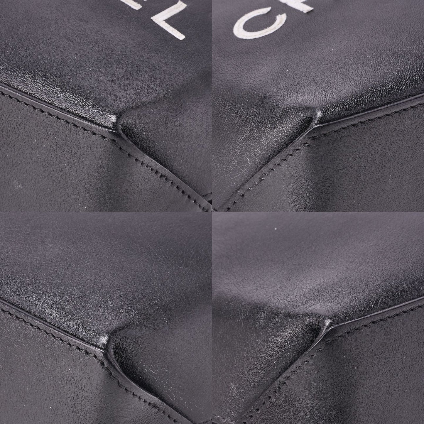 Chanel Mini Tote Bag Essential Logo Mark Lambskin Black Silver Hardware Charm