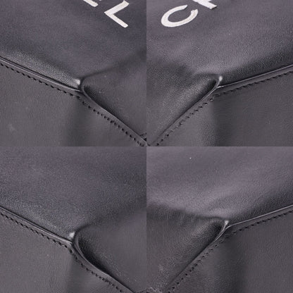 Chanel Mini Tote Bag Essential Logo Mark Lambskin Black Silver Hardware Charm