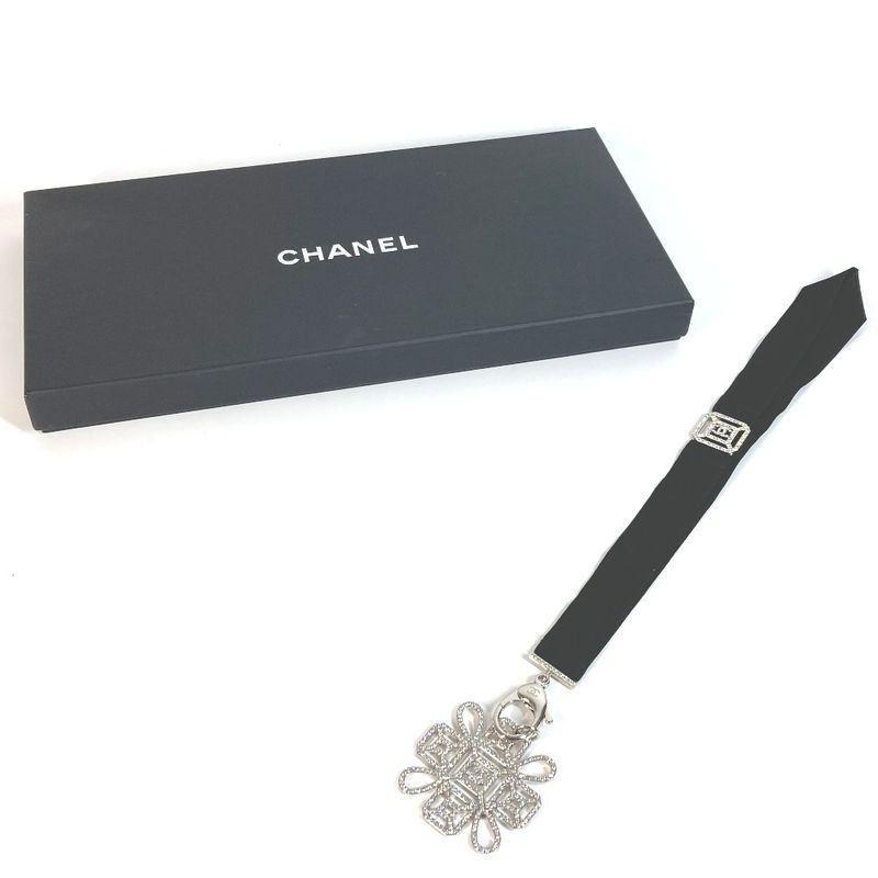 Chanel Strap Neck Strap Necklace Metal Black