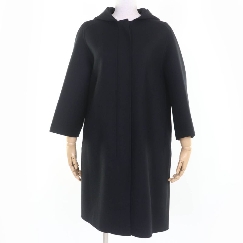 Christian DIOR 010m41a1116 Wool Rabbit Hooded Coat Black 40 Made In Italy