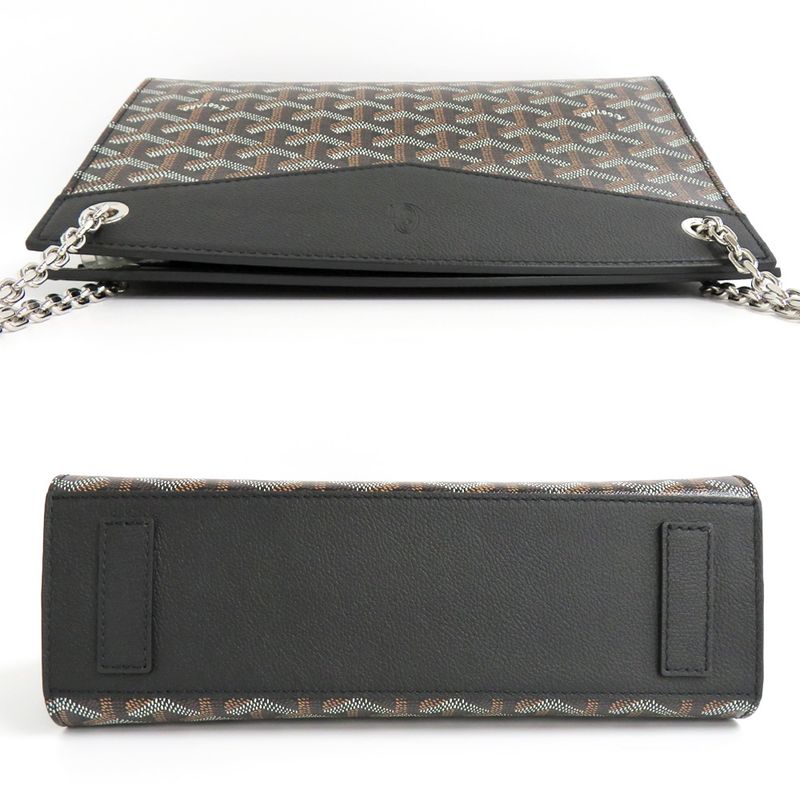 Goyard Louette Structured PM Black Goyard Canvas Cuff Black Shoulder