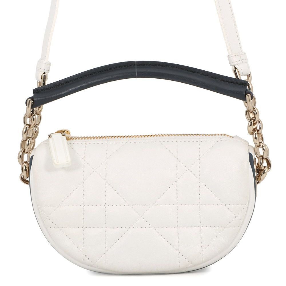 Dior Handbag Macro Cannage Vibe Micro Hobo 2-Way White