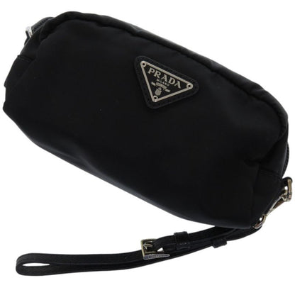 Prada 1ne175 Nylon With Strap Silver Hardware Black Pouch 0351 Prada