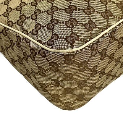 Gucci Shoulder Bag Abby GG Pattern 153025 Beige Dark Brown And Ivory Leather