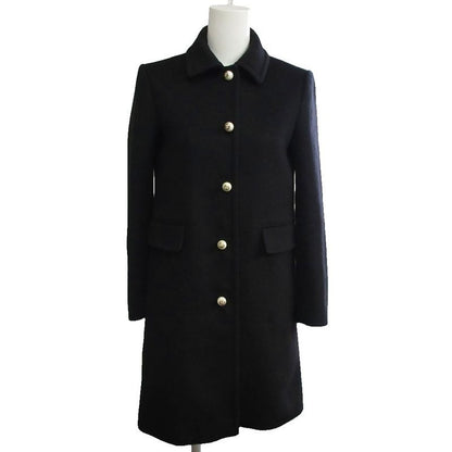 Gucci Interlocking G GG Faux Pearl Button Long Coat Wool 38 Black MNK4
