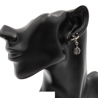 Chanel Drop Earrings CC Logo Swing Ball 09A Black Rhinestone Metal — view 7