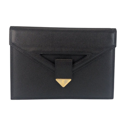 Saint Laurent Yves Vintage YSL Black Leather Clutch