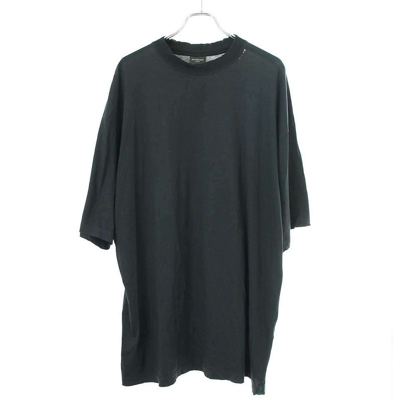 Balenciaga Distressed T-Shirt Neck Logo T-Shirt 739784 Tovf4 Black XL