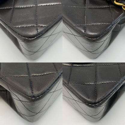 Chanel Matelasse Double Flap Lambskin Black Chain Shoulder Bag