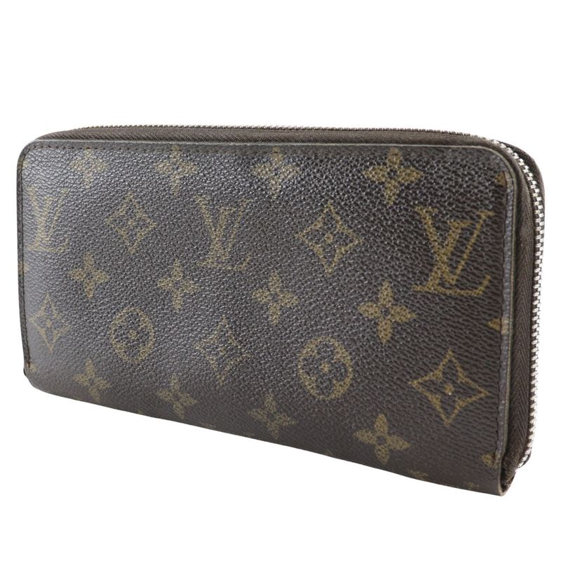 Louis Vuitton Zippy Wallet M42616 Monogram Canvas Brown Ca0096 Unisex Long