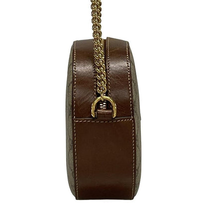 Gucci Shoulder Bag GG Plus GG Supreme 409535 Dark Brown And Beige Chain