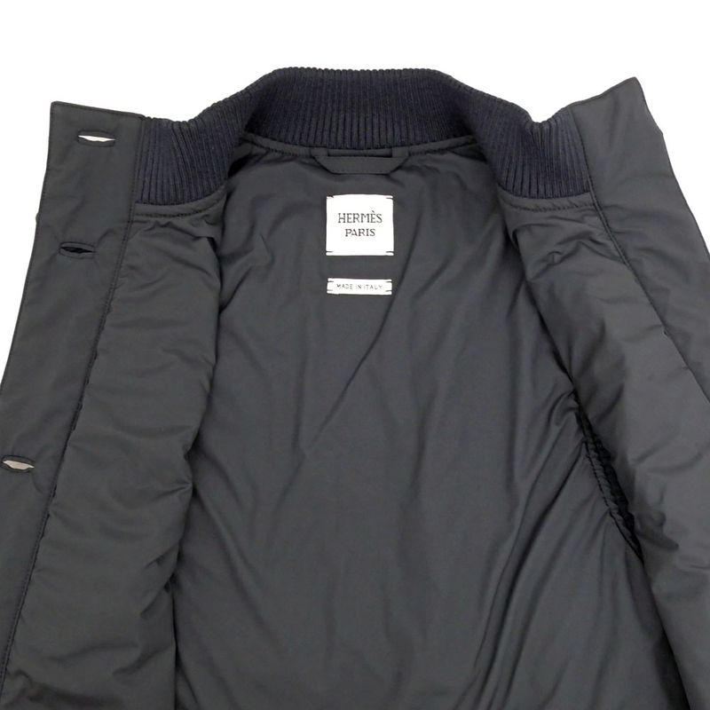 Hermes Quilted Nosleeve Bomba Jacket Black Size 36 Ladies' Women's