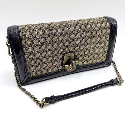 Bottega Veneta Clutch Knot Shoulder Bag Black Vintage Gigold Leather