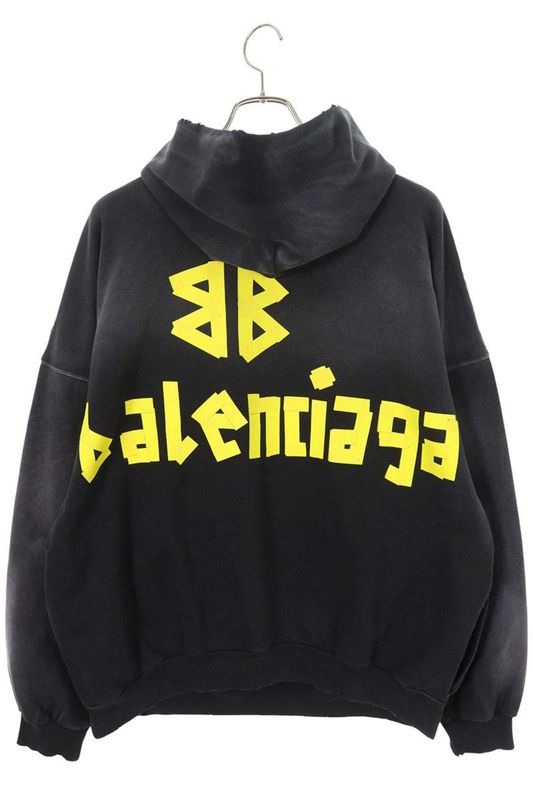 Balenciaga 744190 Tovb1 Tape Type Crushed Pullover Hoodie Men's 1