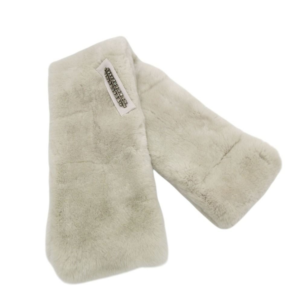 Max Mara Scarf Lapin Fur Shawl Tippet Visual Light Gray