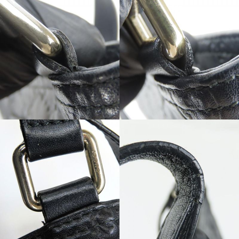 Gucci Shoulder Bag 201538 Guccissima Cima Leather Black Gold Hardware Crossbody