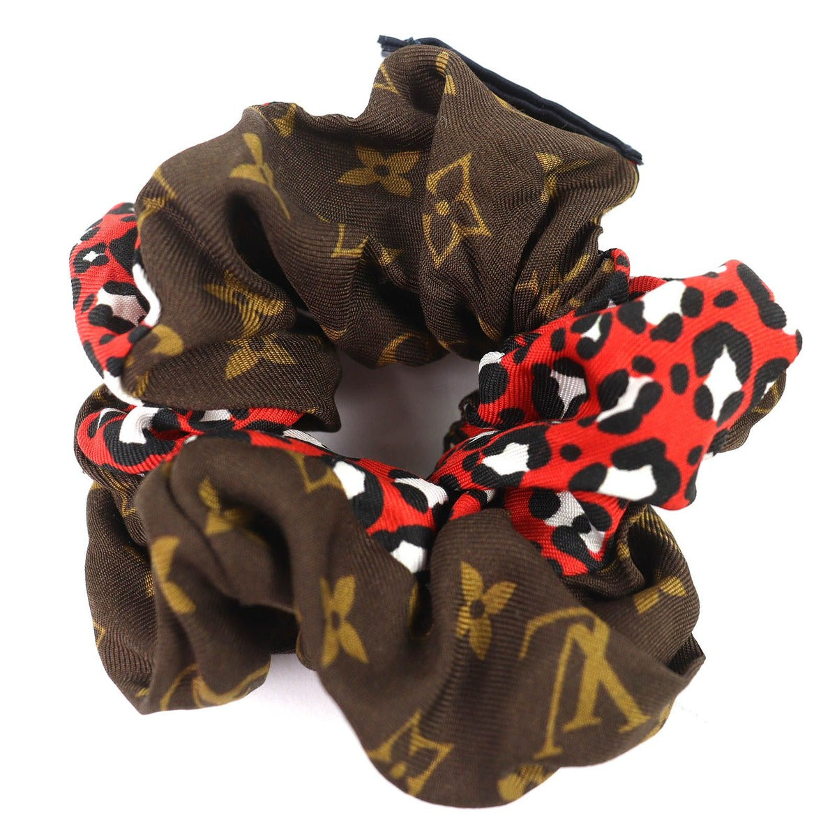 Louis Vuitton Scrunchie Mindful Silk Monogram Leopard Pattern