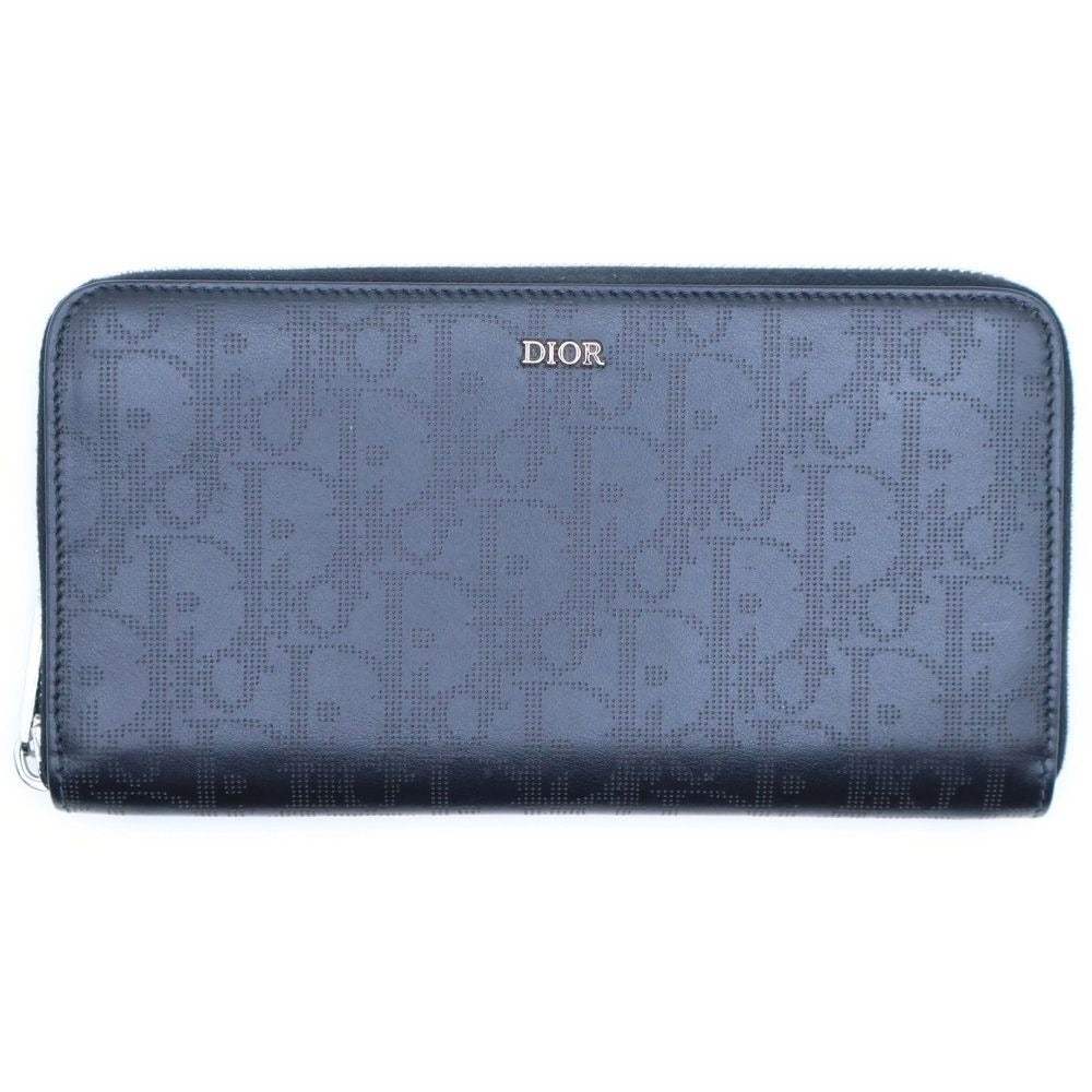 Dior Oblique Galaxy Round Zip Wallet Black