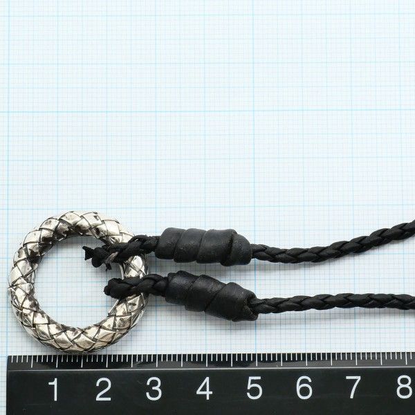 Bottega Veneta Intrecciato Circle Silver Leather Necklace 56 — view 5