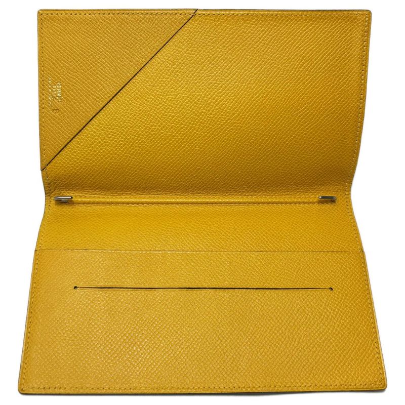 Hermes Notebook Cover Agenda Vision Calf Green Yellow with Initial