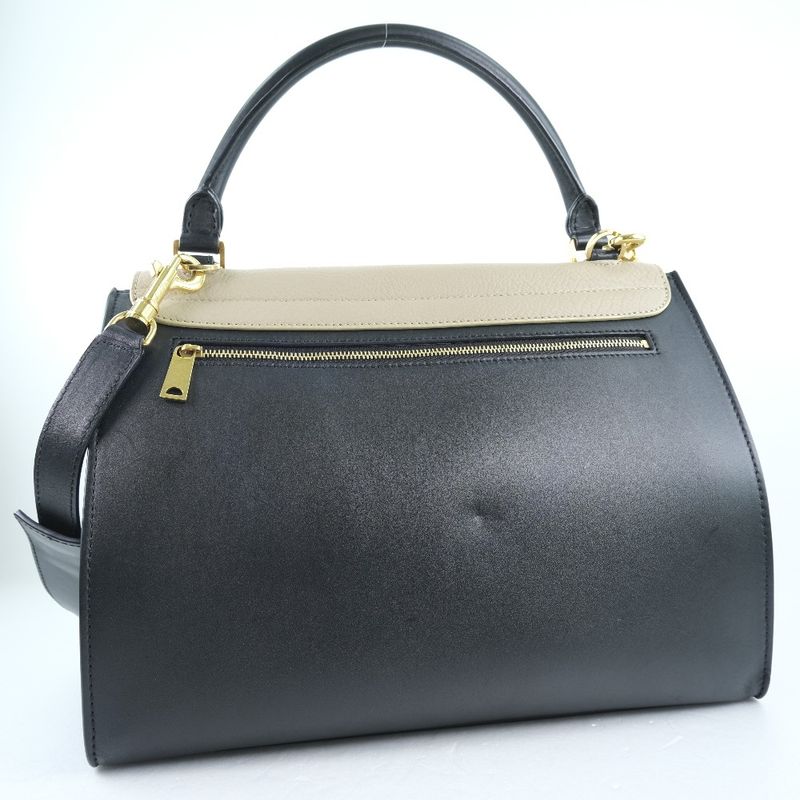 Celine Trapeze 2-way Shoulder Calf And Suede Black/blue/beige Women's Handbag