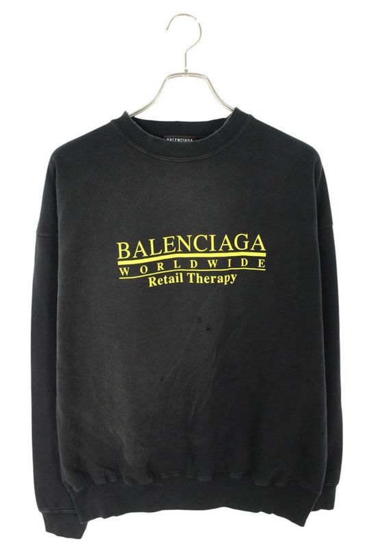 Balenciaga 676629 Tlva9 Vintage Finish Logo Print Sweatshirt Men's S