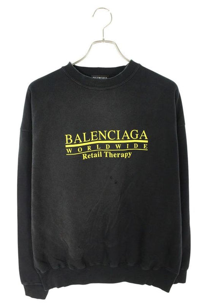 Balenciaga 676629 Tlva9 Vintage Finish Logo Print Sweatshirt Men's S