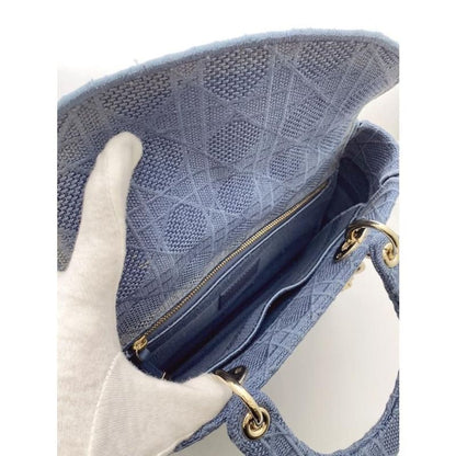 Dior Cannage Lady D-Lite Medium Bag Denim Navy Bu Dior