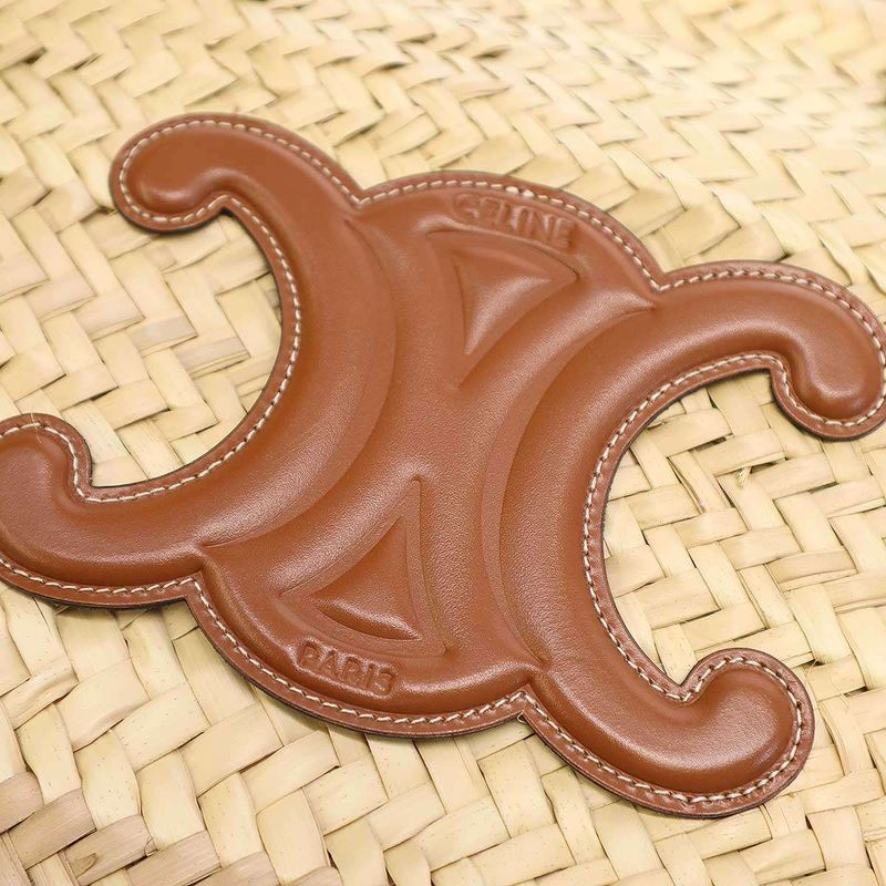 Celine Triomphe Medium Classic Pannier Basket Tote Bag Beige Brown