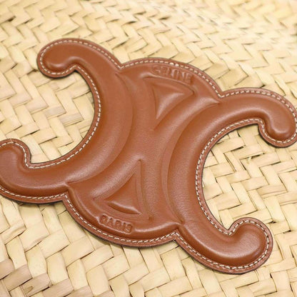 Celine Triomphe Medium Classic Pannier Basket Tote Bag Beige Brown