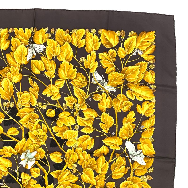 Hermes Carre 90 L'arbre De Soie Silk Tree Mulberry Tree And Silkworm Scarf