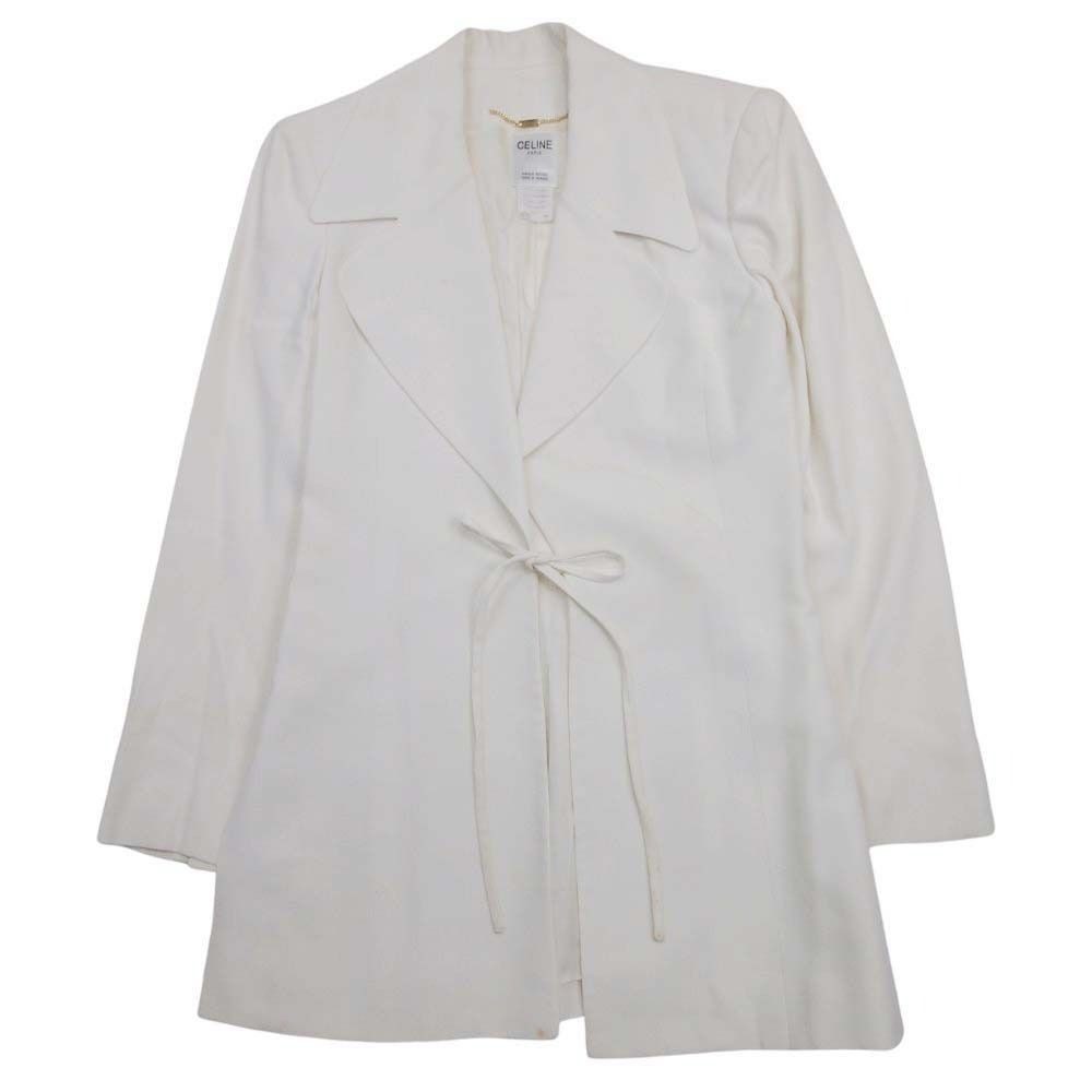 Celine Vintage Tailored Jacket Leather 38 Off White