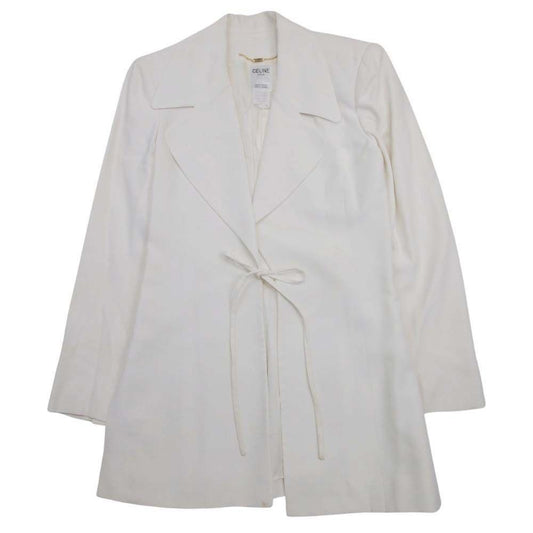 Celine Vintage Tailored Jacket Leather 38 Off White