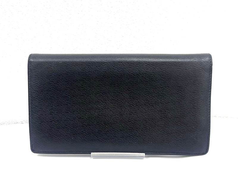 Chanel Long Wallet Coco Button Bifold Wallet Black Leather 60bs190