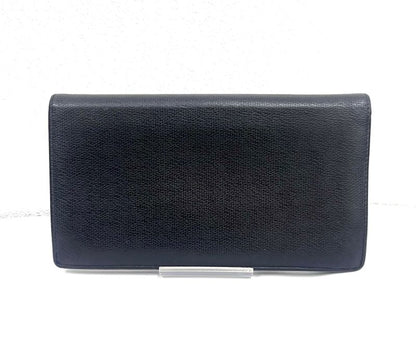 Chanel Long Wallet Coco Button Bifold Wallet Black Leather 60bs190
