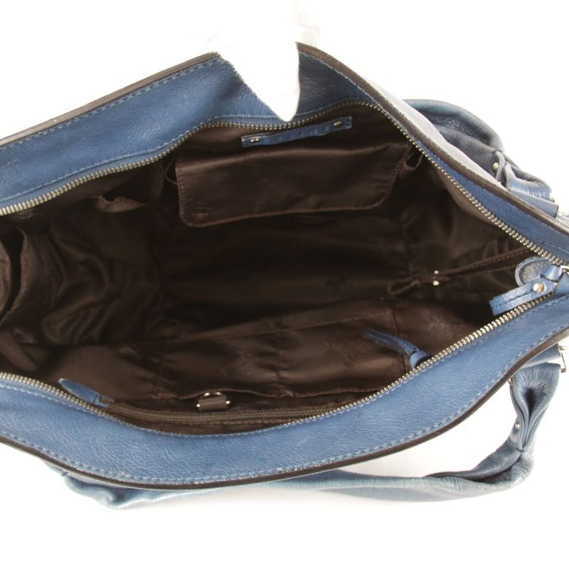 Celine Bittersweet Handbag Leather Blue Stylish Shape Carriage Hardware