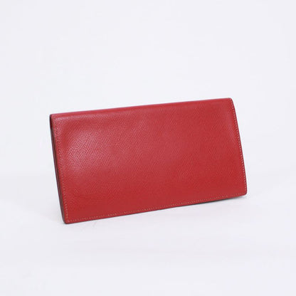 Hermes Courchevel Leather Red Long Wallet