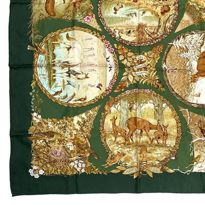 Hermes Carre 90 Scarf les Quatre Saisons Four Seasons Silk Green — view 5