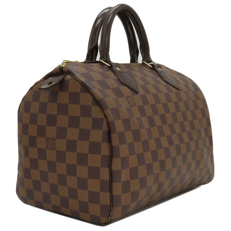 Louis Vuitton Handbag Speedy 30 Damier Canvas Damier Ebene Gold Hardware Brown