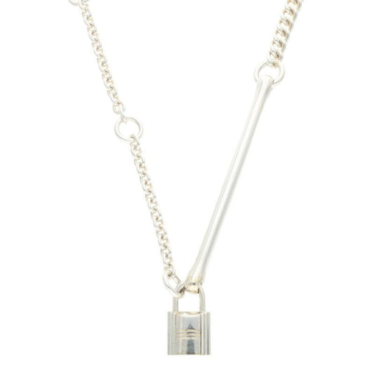 Hermes Padlock Silver Chain Necklace