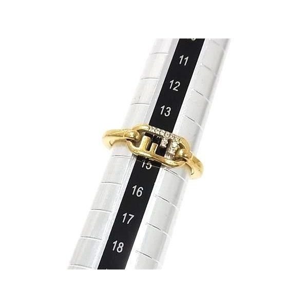 Fendi Ring O-rock Gold Metal Line Stone — view 4