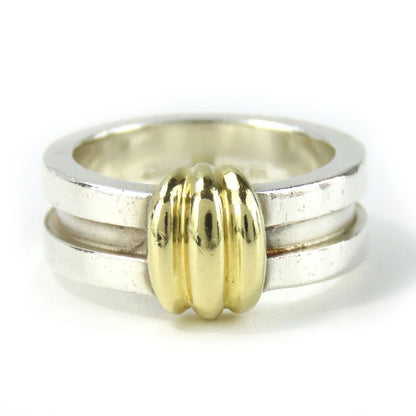 Tiffany & Co Ring - Ring Grooved With 3 Rows 925 Silver 18K Yellow Gold Approx