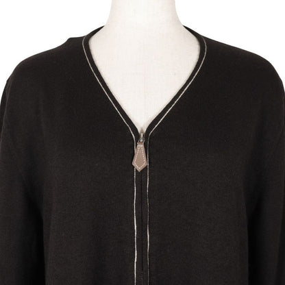 Hermes Zip-up Cashmere And Cotton Black Women's Cardigan