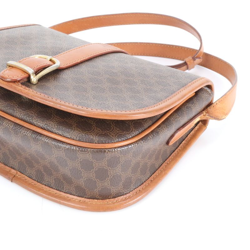 Vintage Celine Macadam Leather Shoulder Bag Crossbody Gold Hardware Genuine