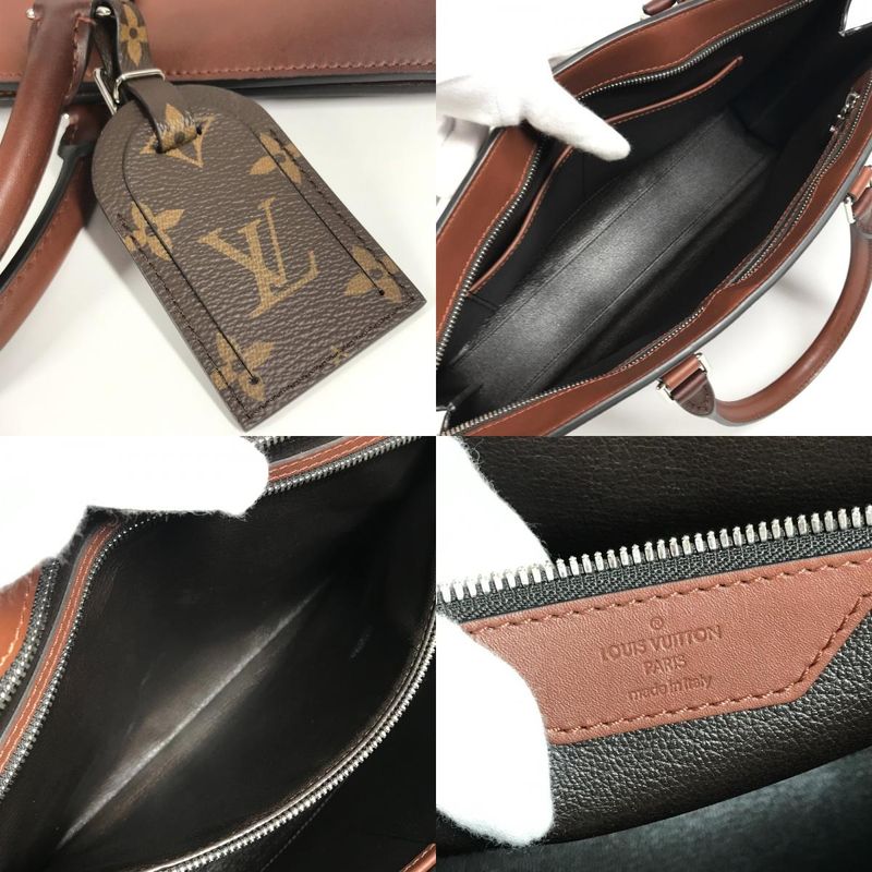 Louis Vuitton Business Bag Sac Pla Horizontal Zip M55733 Leather Brown