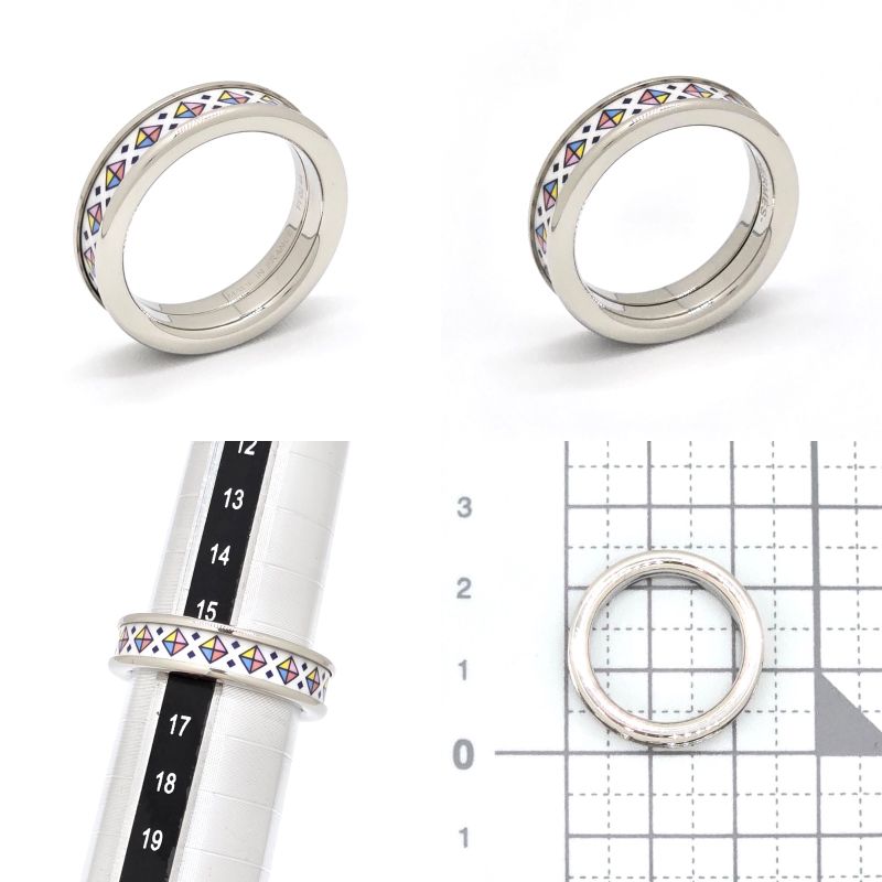 Hermes Ring Collier De Chien PM T57 Approx 16 Confetti Enamel Print Metallic