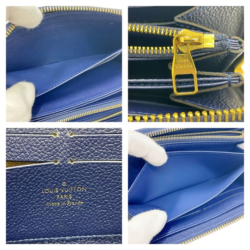 Louis Vuitton M60570 Monogram Empreinte Leather Zippy Wallet Navy 371634 Long