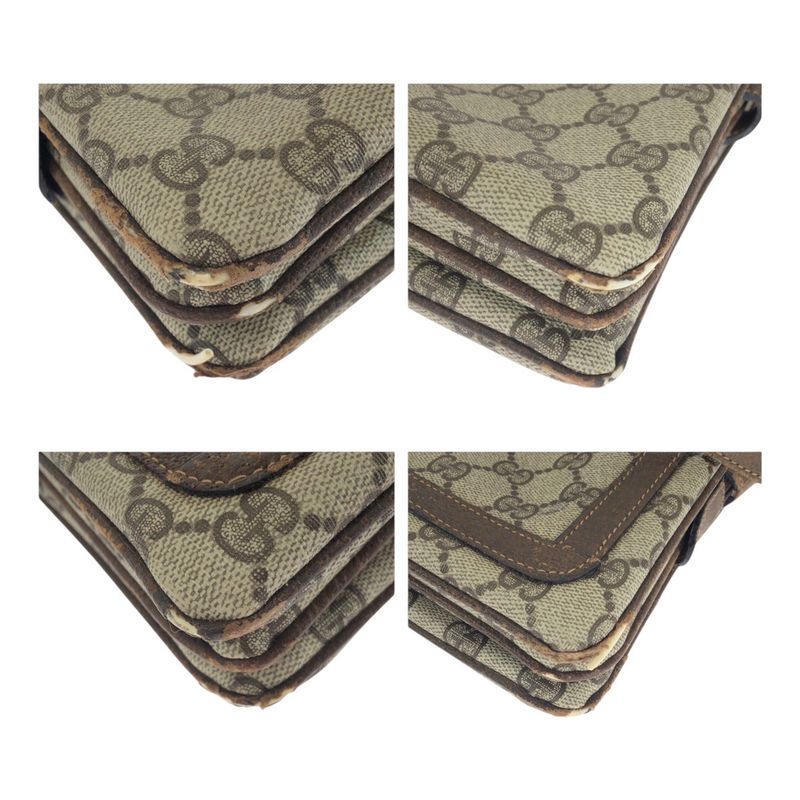 Gucci Vintage Old Gucci Sherry Line Beige Brown GG Supreme Canvas 010-378