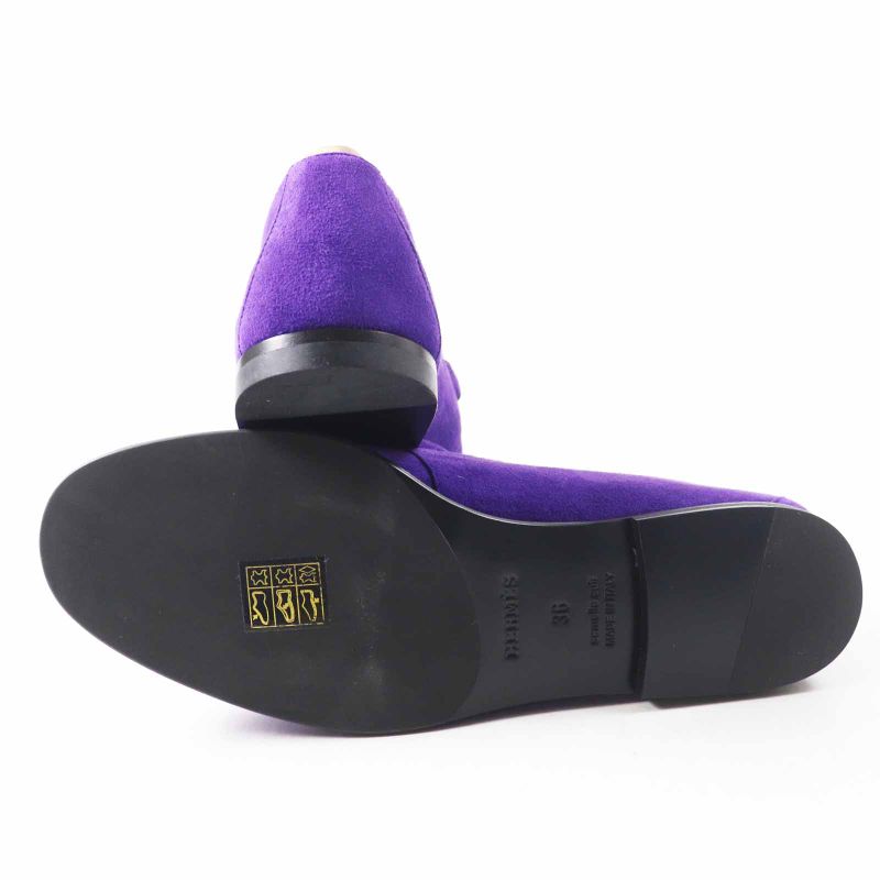 Hermes 232012z Honest Moccasin Suede Leather Loafer Purple 36 Storage With Bag